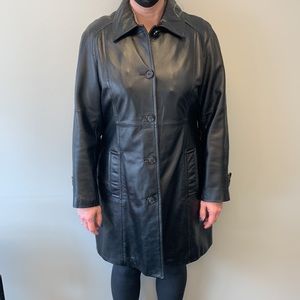 Danier Black Leather Coat - New Condition